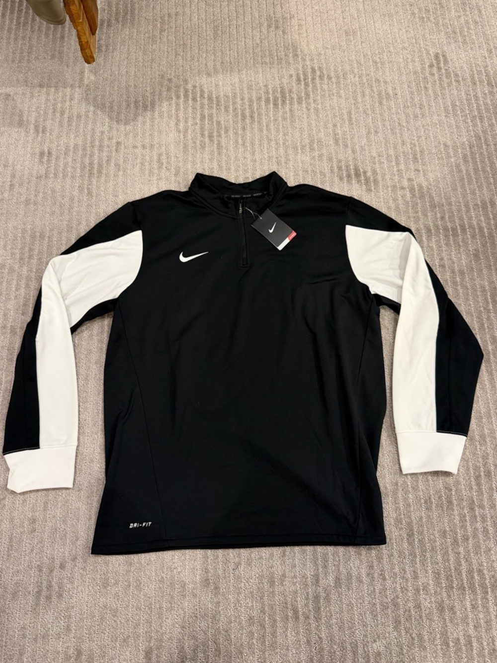 Nike Black Half-Zip Athletic Fleece Pullover with White Swoosh